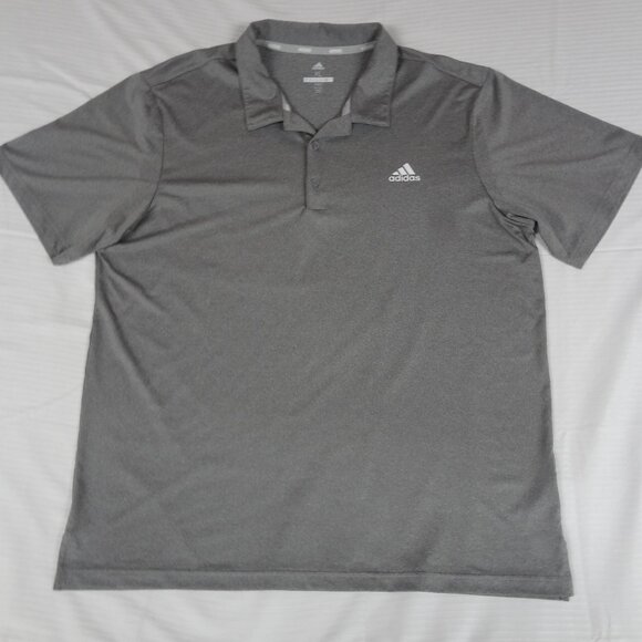 ADIDAS GOLF 3 STRIPES LOGO GRAY XL MENS ATLETIC POLO SHIRT L4 - Picture 1 of 6
